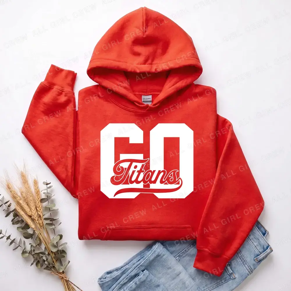 GO Titans Script White on Red