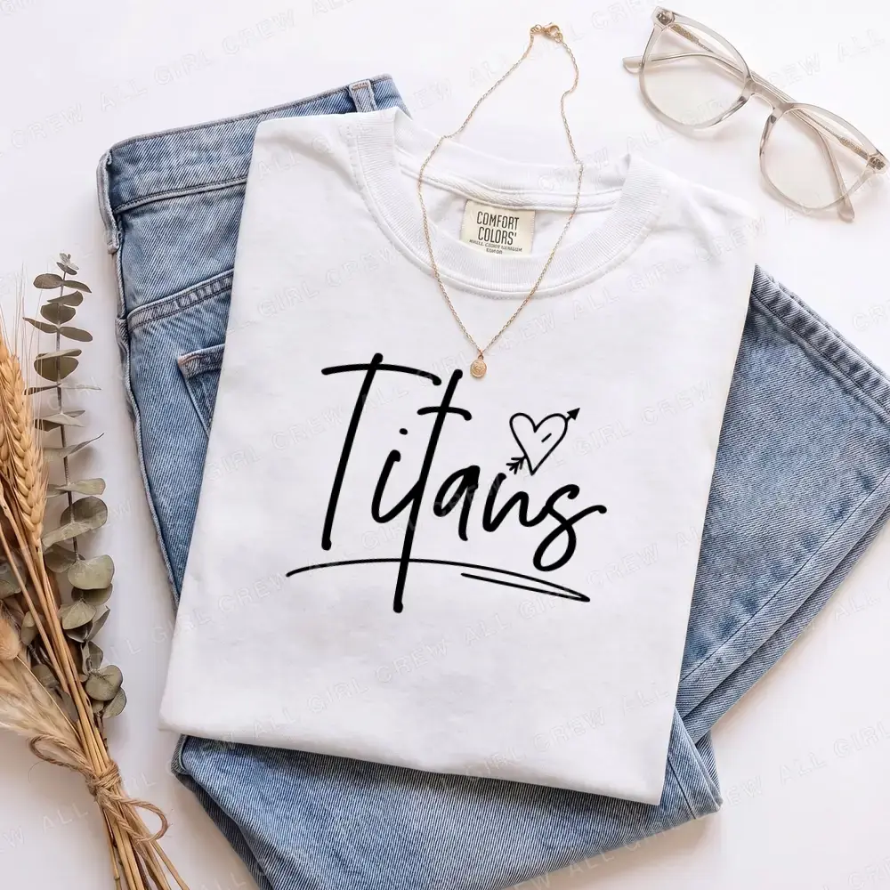 Titans Heart Script on White