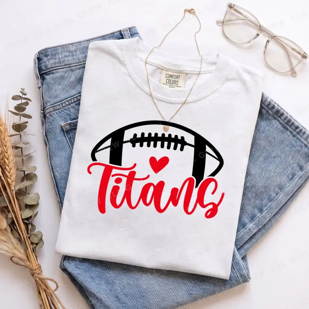 Titans Football Heart on White