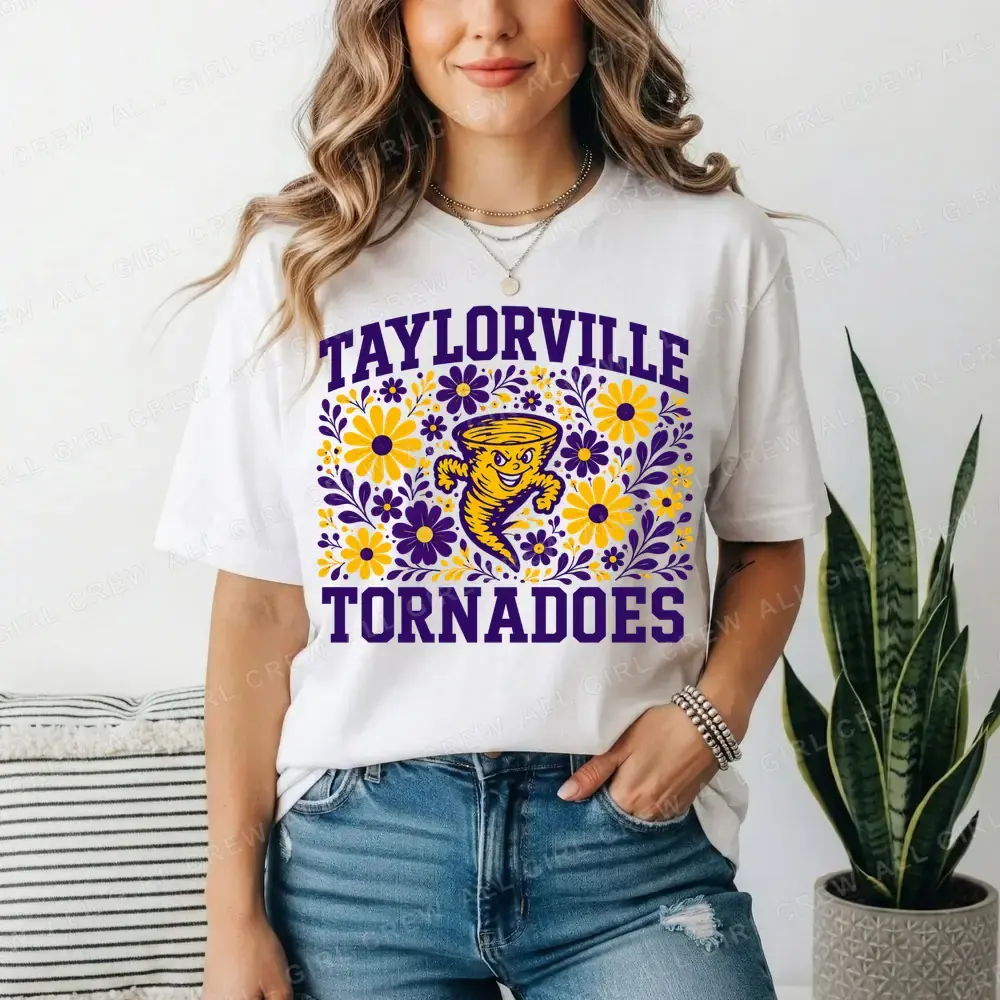 Taylorville Tornadoes Floral on White