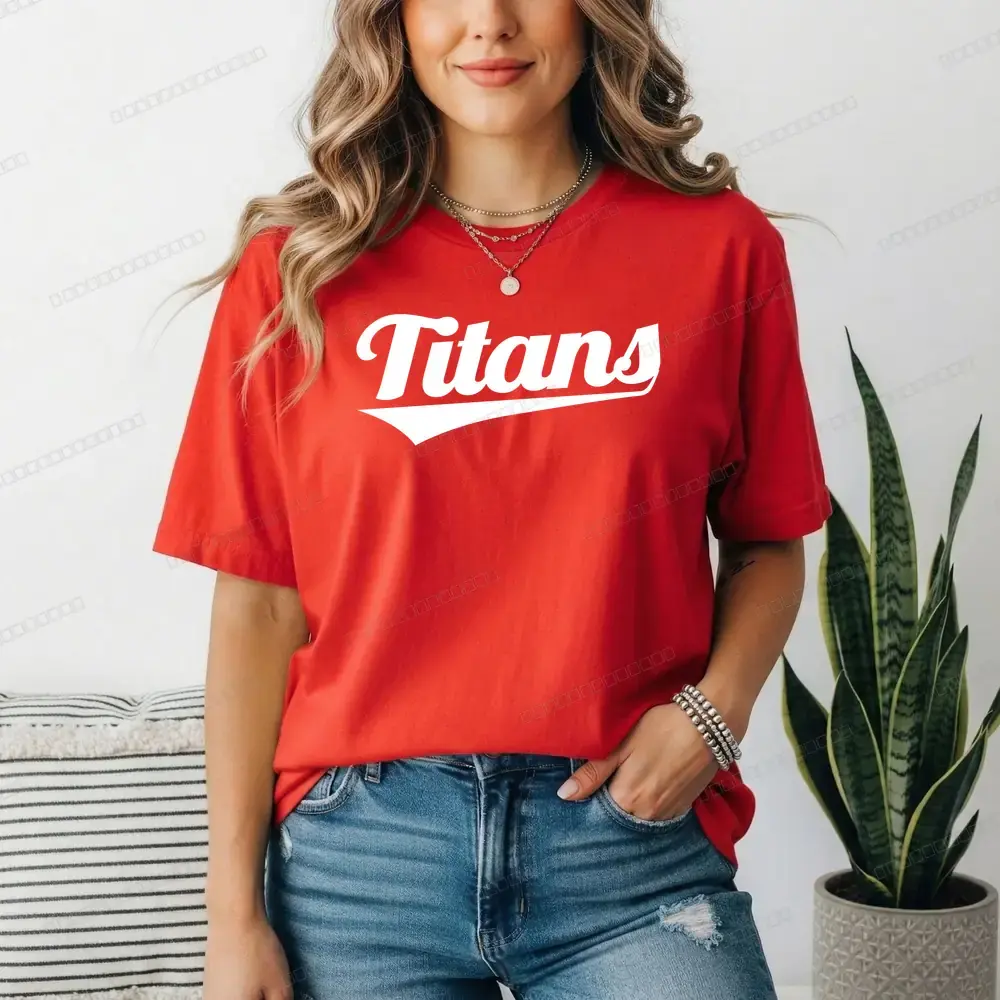 Titans Script with Tail on Red