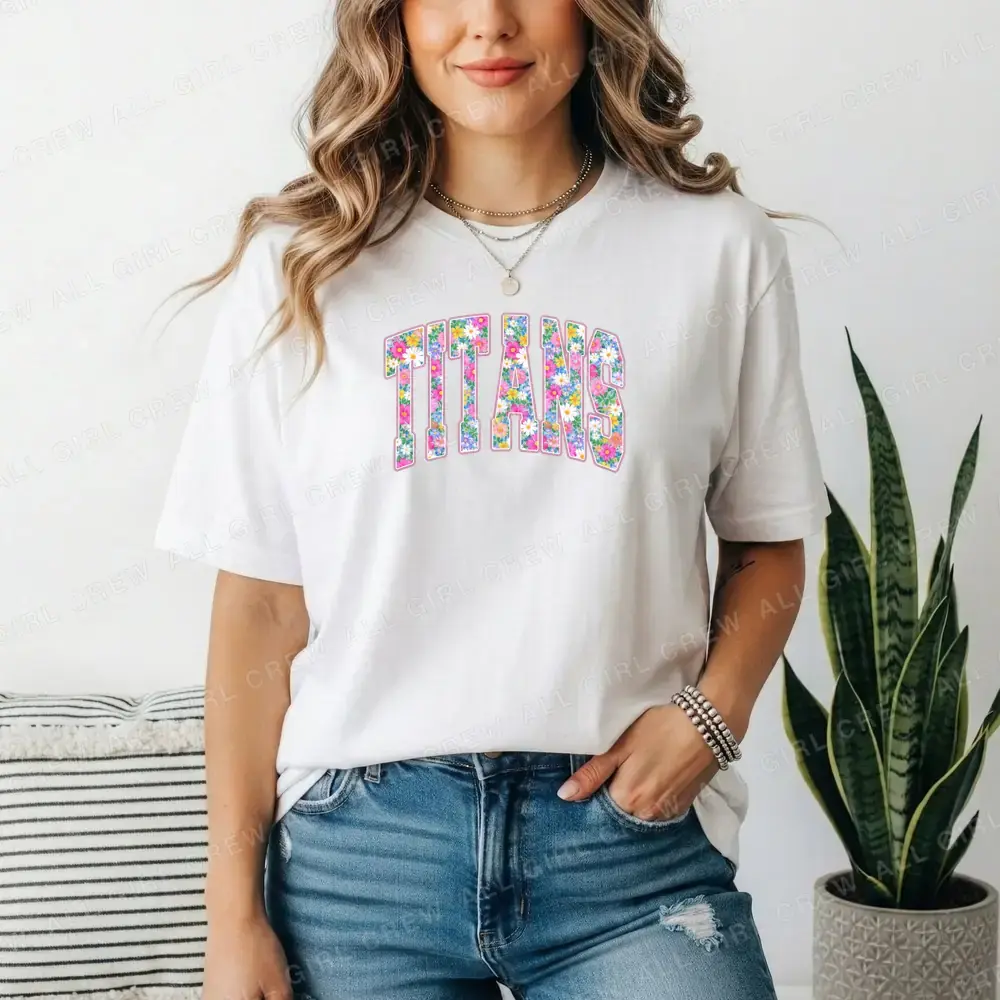 Floral Titans Varsity on White