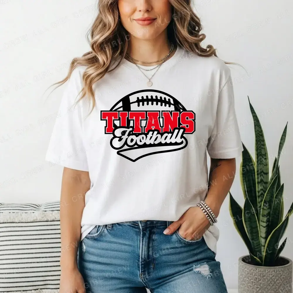 Titans Football Script on White