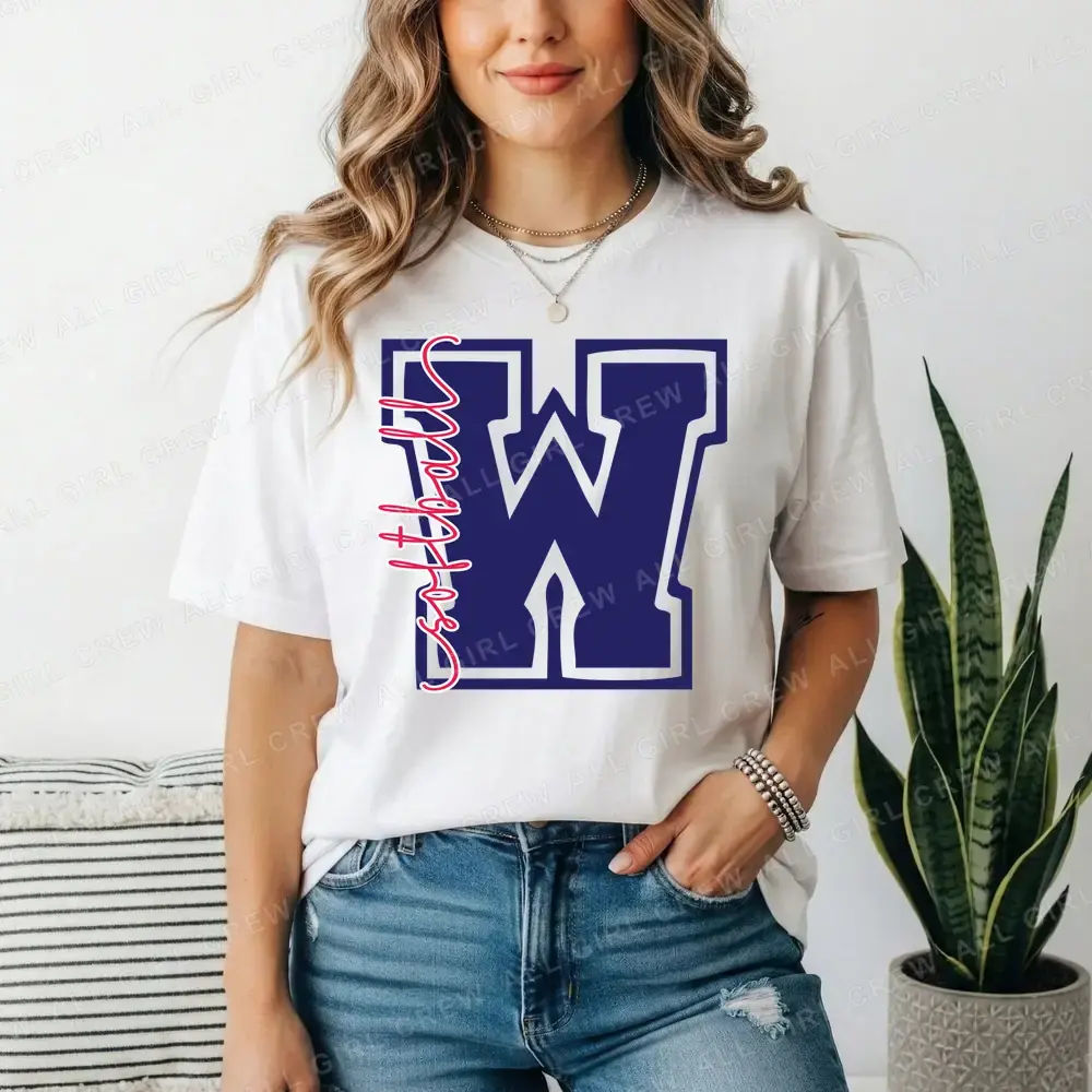 Varsity W Softball on White