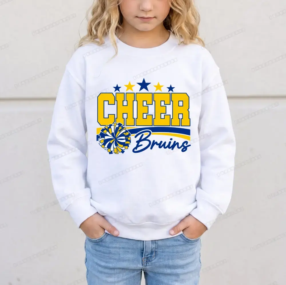 Bruins Cheer with stars on White