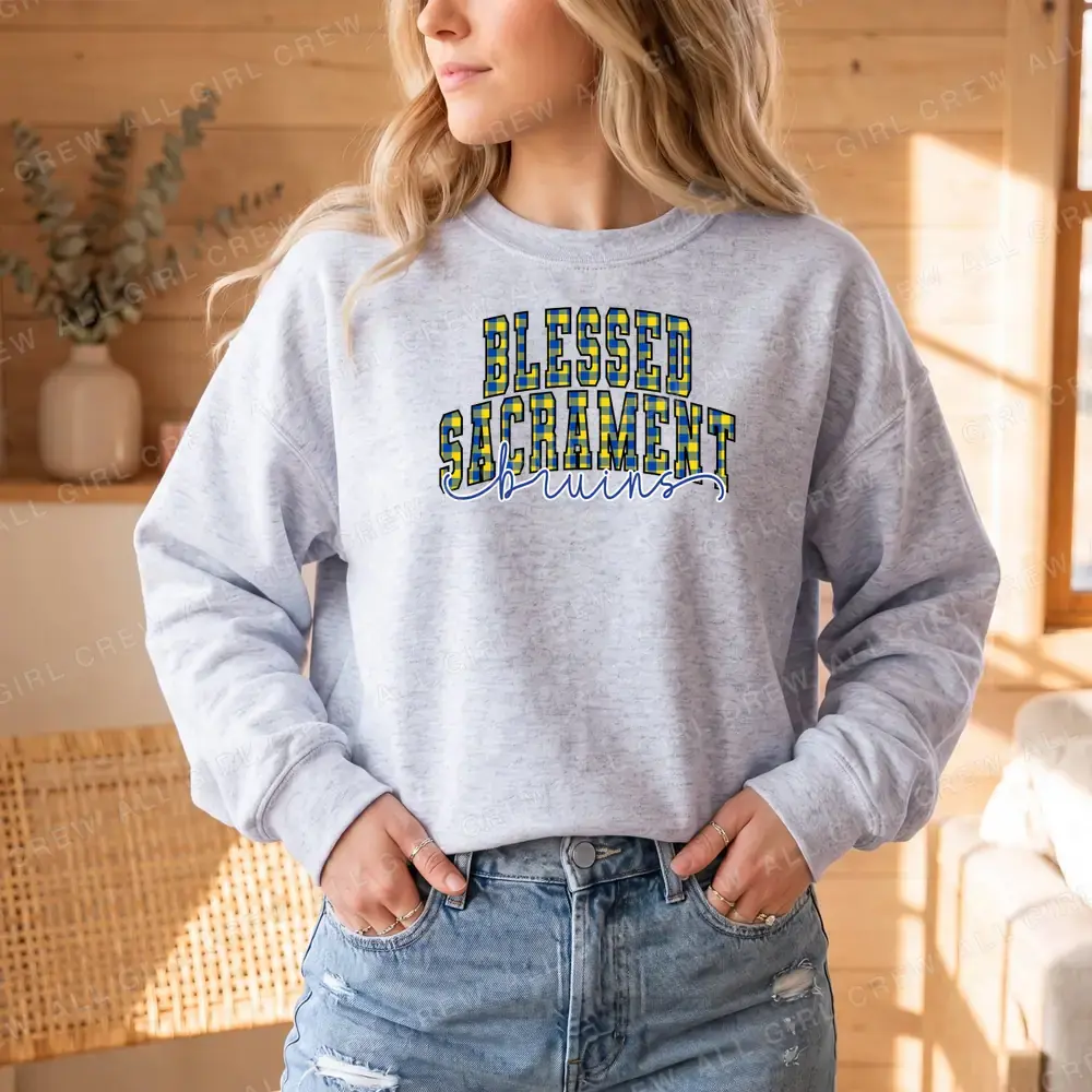 Blessed Sacrament Bruins Plaid on Sport Grey