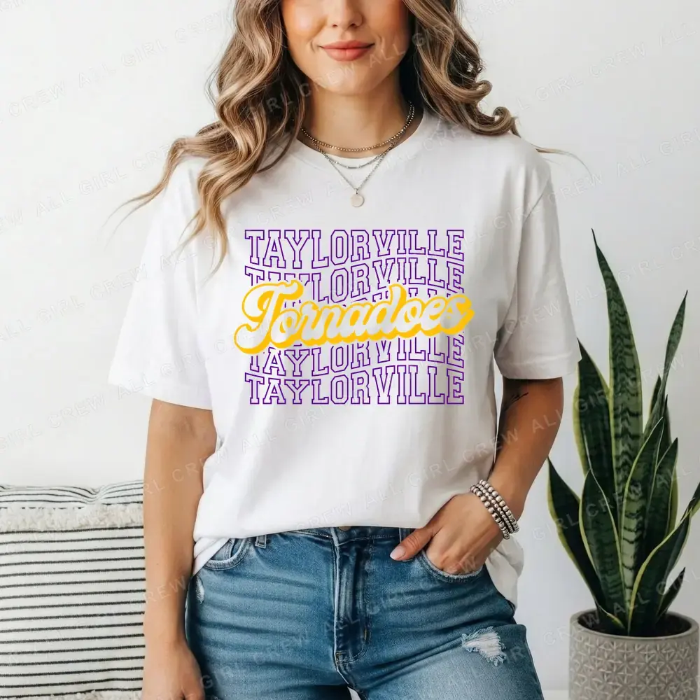 Taylorville Tornadoes Retro Stack on White