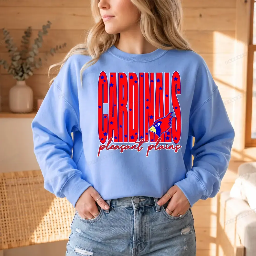 Cardinals Tall Star Letters on Carolina Blue