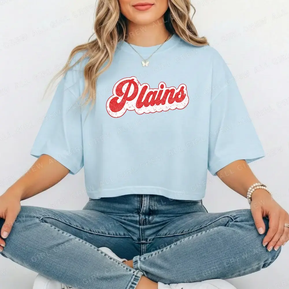 Plains Retro Script on Chambray