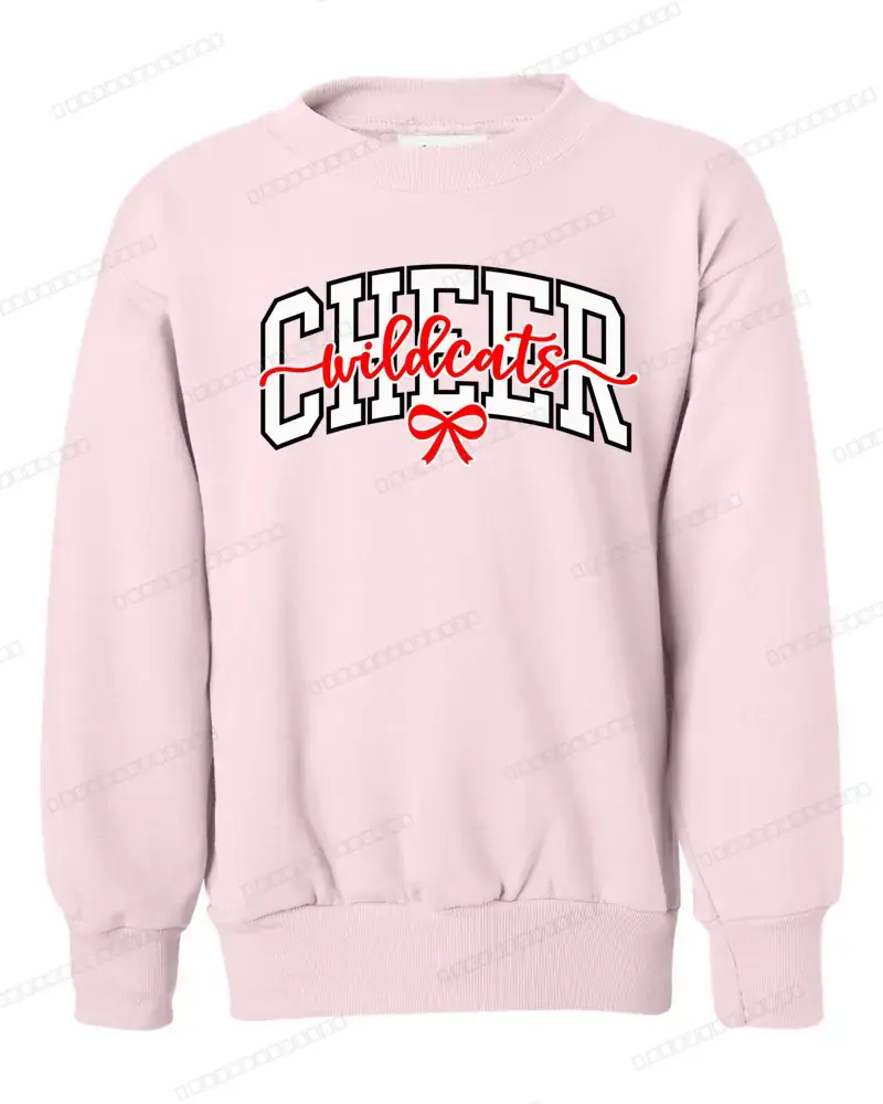 Wildcats script Cheer on Pale Pink